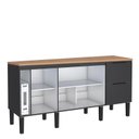 Ver imagem 2 de Balcão Buffet Cozinha com Tampo 174x85x51cm Cisne 180 Cozimax Preto/jequitiba