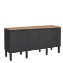 Ver imagem 1 de Balcão Buffet Cozinha com Tampo 174x85x51cm Cisne 180 Cozimax Preto/jequitiba