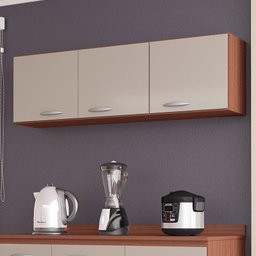 Armário Aéreo para Cozinha 3 Portas 120 cm Capuccino Off White - Poquema - 2