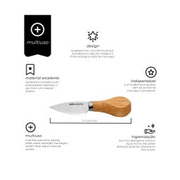 Faca para Queijo Inox Cabo Madeira - 2
