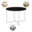 Ver imagem 3 de Mesa Jantar Industrial Preta 110cm Redonda Base V Ferro Branco com 4 Poltronas Eiffel Brancas Madeir