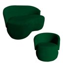 Ver imagem 1 de Kit Namoradeira + Poltrona Decorativa Beatriz Orgânica Bouclé Verde