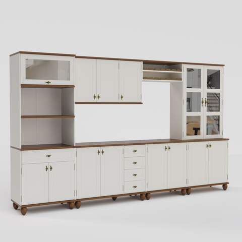 Cozinha Compacta Retrô 6 Peça Off/ White Nogueira