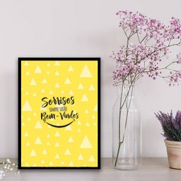 Quadro Sorrisos Sempre Serão Bem Vindos 45x34cm:Madeira preta - 1