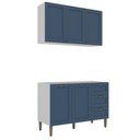 Ver imagem 4 de Cozinha Compacta Modulada 2 Peças 5 Portas 3 Gavetas 120cm Provençal Branco/Azul - Mademovel