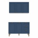 Ver imagem 2 de Cozinha Compacta Modulada 2 Peças 5 Portas 3 Gavetas 120cm Provençal Branco/Azul - Mademovel