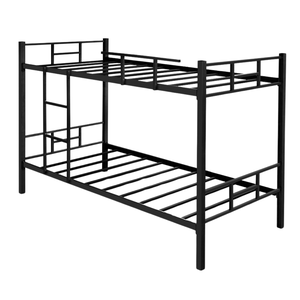 Cama Beliche Solteiro Aço com Escada e Grade de Proteção Reforçada Suporta até 150kg Itagold - Preta