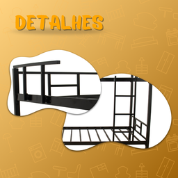 Cama Beliche Solteiro Aço com Escada e Grade de Proteção Reforçada - 5 Cama Beliche Solteiro Aço com Escada e Grade de Proteção Reforçada - 5
