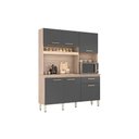 Ver mais imagens de Cozinha Compacta Kit Álamo C/ 6 Portas e 1 Gaveta 160cm Avena/grafito - Demóbile
