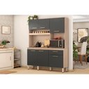 Ver imagem 1 de Cozinha Compacta Kit Álamo C/ 6 Portas e 1 Gaveta 160cm Avena/grafito - Demóbile
