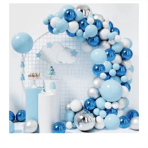 Balões de Festa Arco Desconstruído Azul Frozen Aniversário - Kit Balões Azul 101 Peças