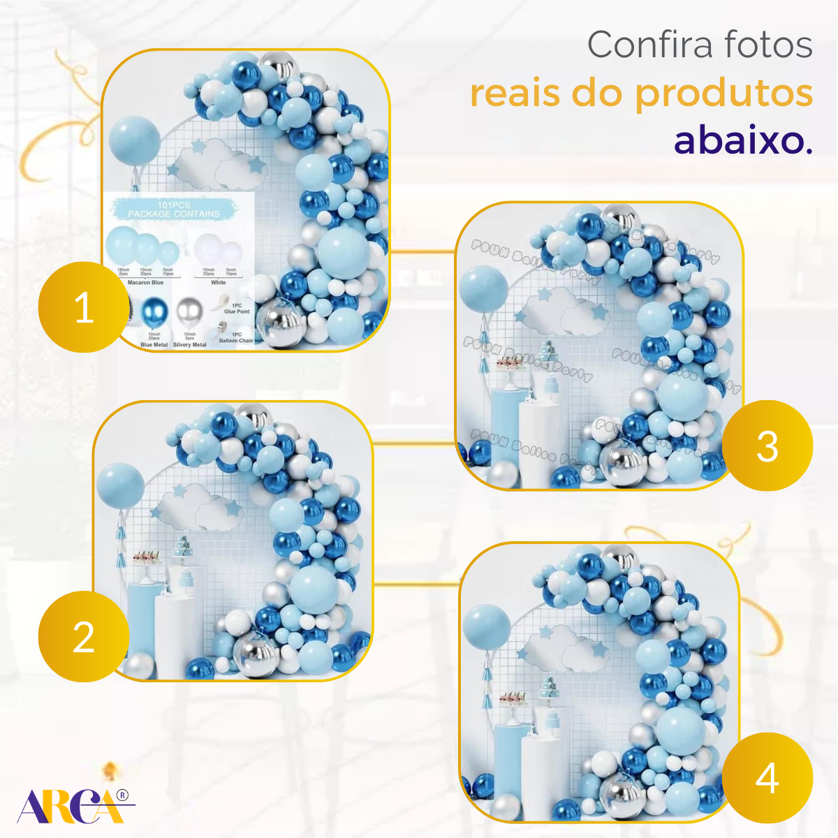 Balões de Festa Arco Desconstruído Azul Frozen Aniversário - Kit Balões Azul 101 Peças - 5