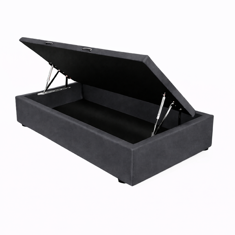 Base de Cama Box Baú Helena Solteiro 88 X 188 Cm Suede Cinza Escuro Eli Móveis e Decoração