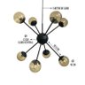 Lustre Pendente Sputnik Átomo Preto 8 Hastes com Globos Vidro Âmbar G9 3000k Bivolt - 2
