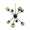Lustre Pendente Sputnik Átomo Preto 8 Hastes com Globos Vidro Âmbar G9 3000k Bivolt - 1