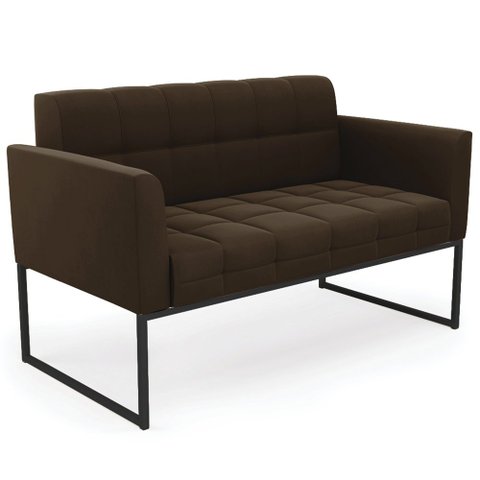 Sofá Namoradeira Base Industrial Preto Ana Suede Marrom - Ibiza