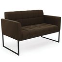 Ver imagem 1 de Sofá Namoradeira Base Industrial Preto Ana Suede Marrom - Ibiza