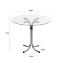 Ver imagem 4 de Jogo de Mesa Mia com Vidro Redondo + 4 Cadeiras com Reforço Cromadas Assento Preto Encosto Grade Pol