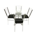 Ver imagem 1 de Jogo de Mesa Mia com Vidro Redondo + 4 Cadeiras com Reforço Cromadas Assento Preto Encosto Grade Pol