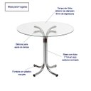 Ver imagem 2 de Jogo de Mesa Mia com Vidro Redondo + 4 Cadeiras com Reforço Cromadas Assento Preto Encosto Grade Pol