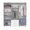 Ver imagem 3 de Guarda-roupa Solteiro Caju 6 Portas 3 Gavetas com Espelho Branco - Henn