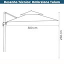 Ver imagem 4 de Ombrelone Lateral Tulum Rivatti 300 Cm em Aluminio com Base Cruz Capa Poliéster Grafite
