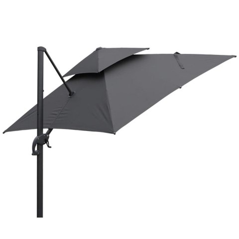 Ombrelone Lateral Tulum Rivatti 300 Cm em Aluminio com Base Cruz Capa Poliéster Grafite