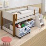 Cama Juvenil com 2 Baús e Escadinha Naty Branco/amendoa Adesivada Elefante Azul - 1