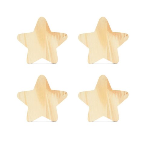 Kit 4 Ganchos Cabideiro de Madeira Pinus Pendurador Parede Formato Estrela Decorativo