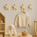 Ver imagem 2 de Kit 4 Ganchos Cabideiro de Madeira Pinus Pendurador Parede Formato Estrela Decorativo