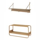 Ver imagem 1 de Kit Banco Sapateira Orgânico Luna Cabideiro Prateleira Oslo Artesano MDP Hanover Base Metal Dourado