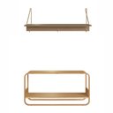 Ver imagem 2 de Kit Banco Sapateira Orgânico Luna Cabideiro Prateleira Oslo Artesano MDP Hanover Base Metal Dourado