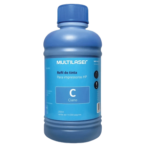Refil de Tinta para Cartucho Impressoras HP com 250ml Ciano Multilaser - RF010