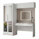 Ver imagem 2 de Conjunto Quarto 1 Penteadeira 2 Aéreos 1 Guarda-Roupa com Espelhos 2 Portas Neo Branco Madesa