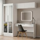 Ver imagem 1 de Conjunto Quarto 1 Penteadeira 2 Aéreos 1 Guarda-Roupa com Espelhos 2 Portas Neo Branco Madesa