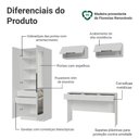 Ver imagem 4 de Conjunto Quarto 1 Penteadeira 2 Aéreos 1 Guarda-Roupa com Espelhos 2 Portas Neo Branco Madesa