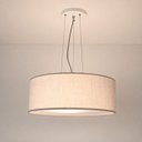 Ver imagem 1 de Lustre Pendente Redondo Cúpula em Tecido 30x15 Linho Natural
