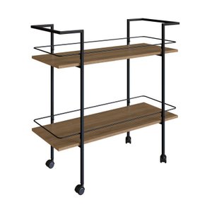 Carrinho Bar Estilo Industrial com 2 Prateleiras P1036 Preto/mel