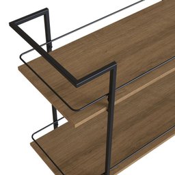 Carrinho Bar Estilo Industrial com 2 Prateleiras P1036 Preto/mel - 4