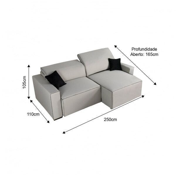 Sofa 4 Lugares Retratil E Reclinavel 250Cm Em Linho Romano  - 3