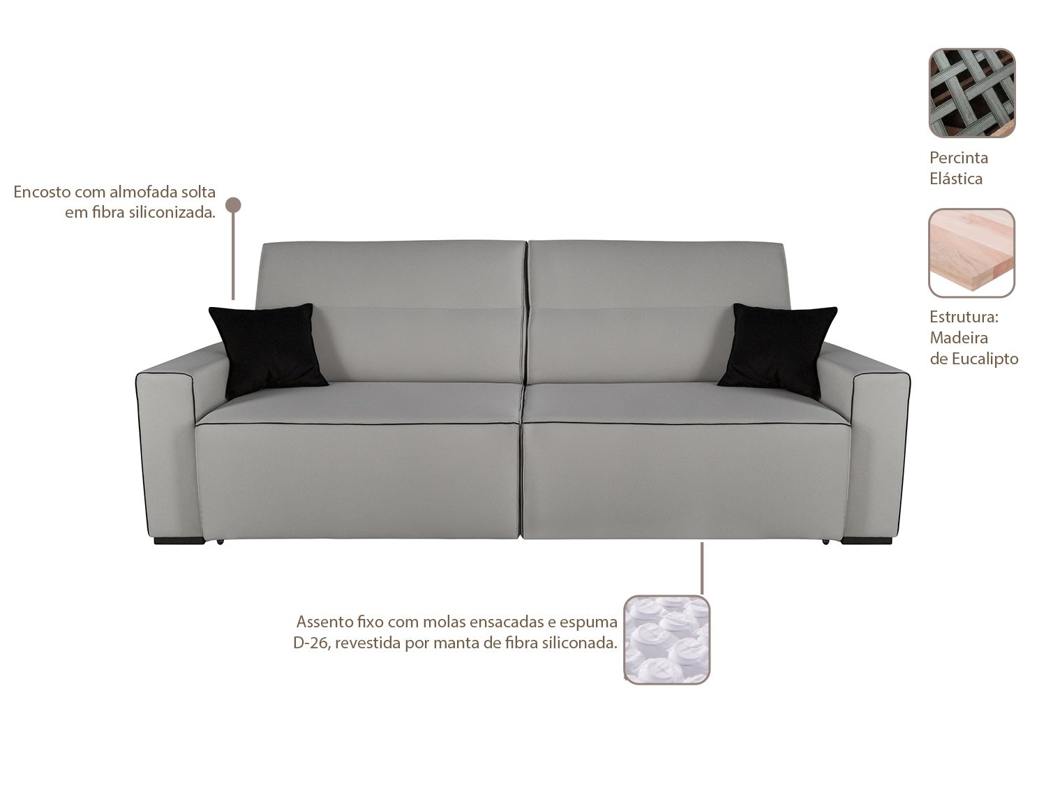 Sofa 4 Lugares Retratil E Reclinavel 250Cm Em Linho Romano  - 2