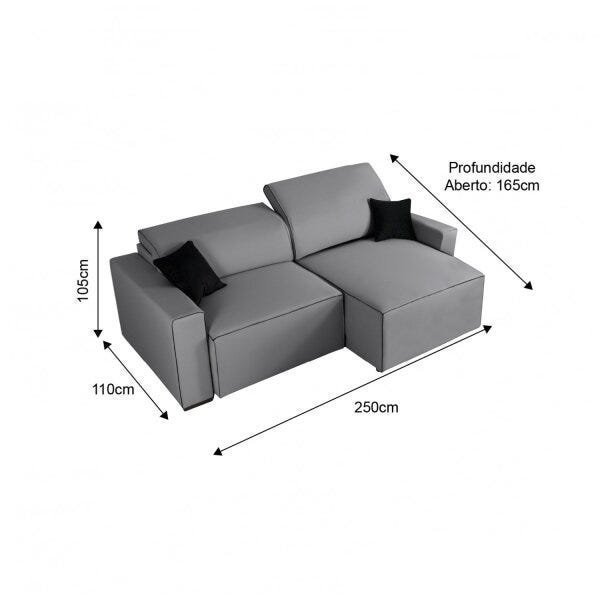 Sofa 4 Lugares Retratil E Reclinavel 250Cm Em Linho Romano  - 3