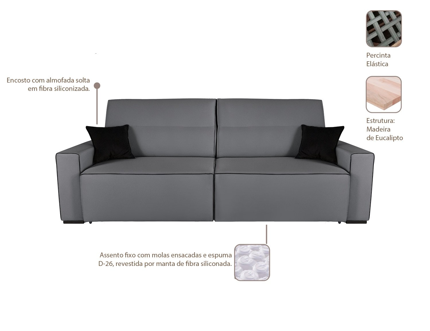 Sofa 4 Lugares Retratil E Reclinavel 250Cm Em Linho Romano  - 2