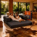 Ver imagem 3 de Sofá Cama Chegada Molas Ensacadas Á Vácuo 3 Lugares 2,02m Veludo Cotelê Cinza Grafite - King