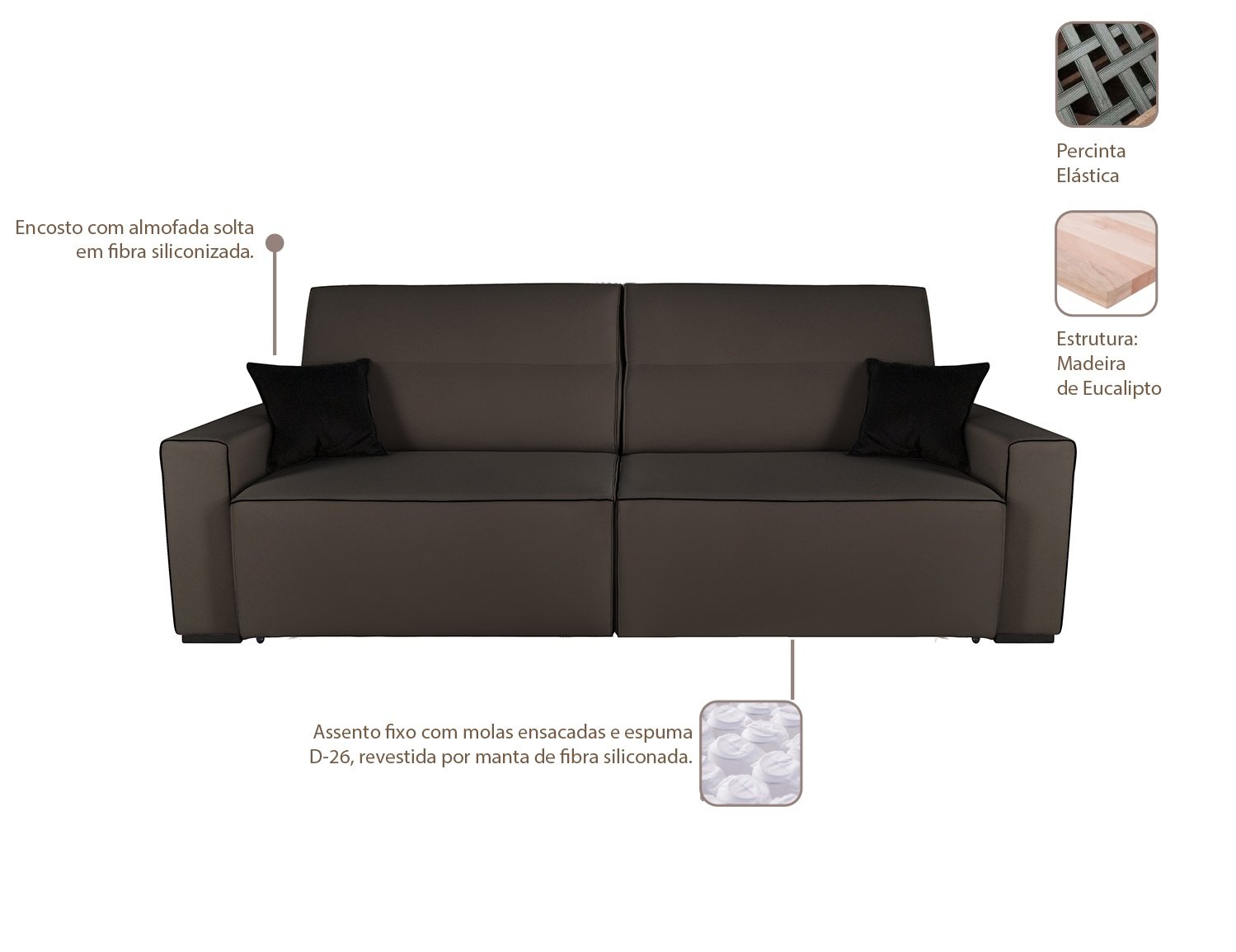 Sofa 4 Lugares Retratil E Reclinavel 250Cm Veludo Romano  - 2