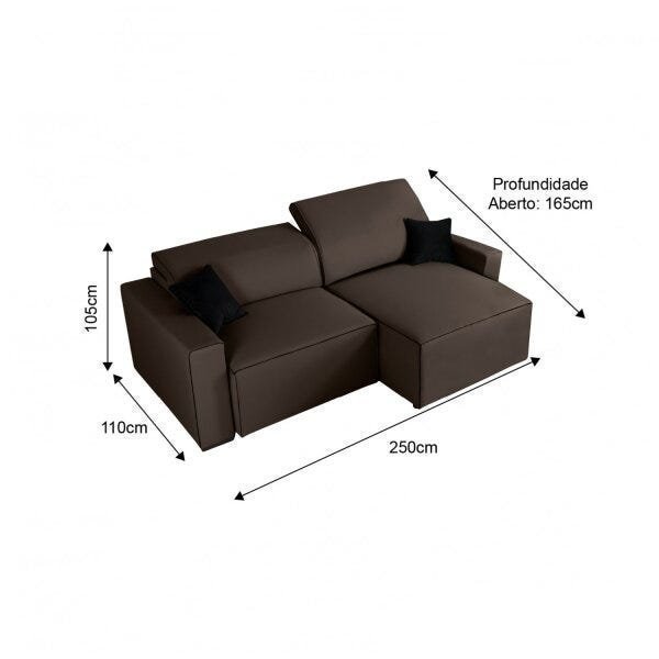 Sofa 4 Lugares Retratil E Reclinavel 250Cm Veludo Romano  - 3