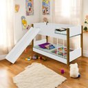 Ver imagem 1 de Beliche Infantil Casa de Verona com Escorregador Colchões MDF Branco Mel Divaloto Móveis