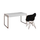 Ver imagem 6 de Escrivaninha Industrial Office Estudo Malta Branca 137X53Cm Com 1 Poltrona Preta Base C Cor: Branco