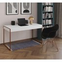 Ver imagem 1 de Escrivaninha Industrial Office Estudo Malta Branca 137X53Cm Com 1 Poltrona Preta Base C Cor: Branco