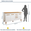 Ver imagem 3 de Balcão Toronto 4 Portas 2 Gavetas Branco - Kaiki Móveis